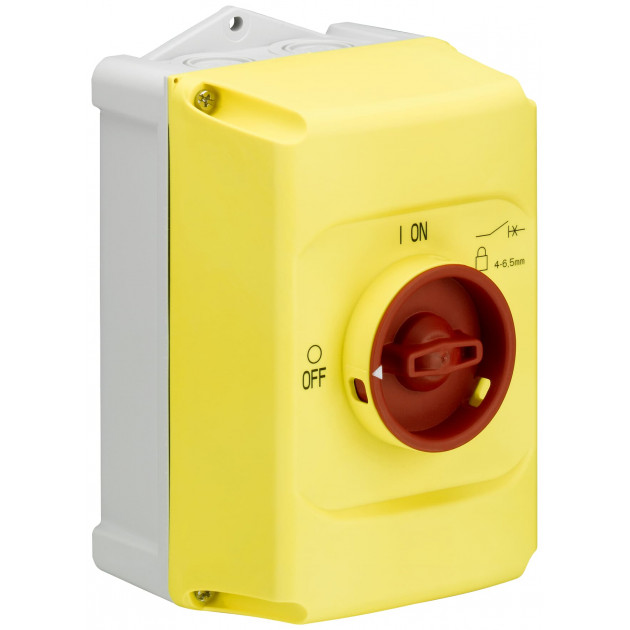 Корпус ABB IB132-Y для MS116 MS(MO)132, IP65 желтый рукоятка красная блок. 3 замками