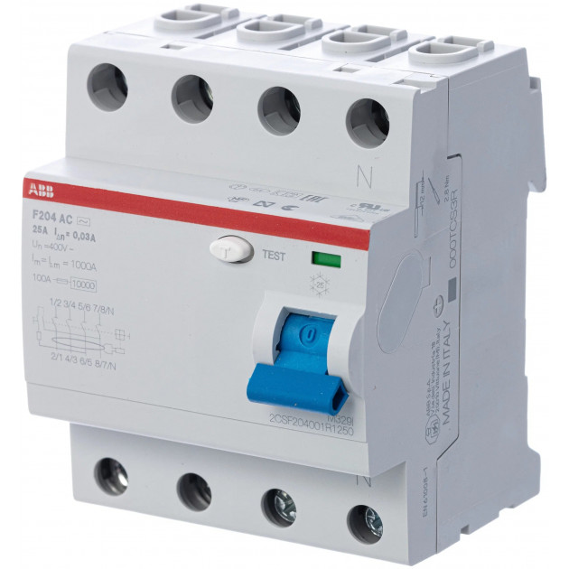 УЗО ABB F204 AC-80/0.03, 4P 80A 30mA Inc=10kA 4M