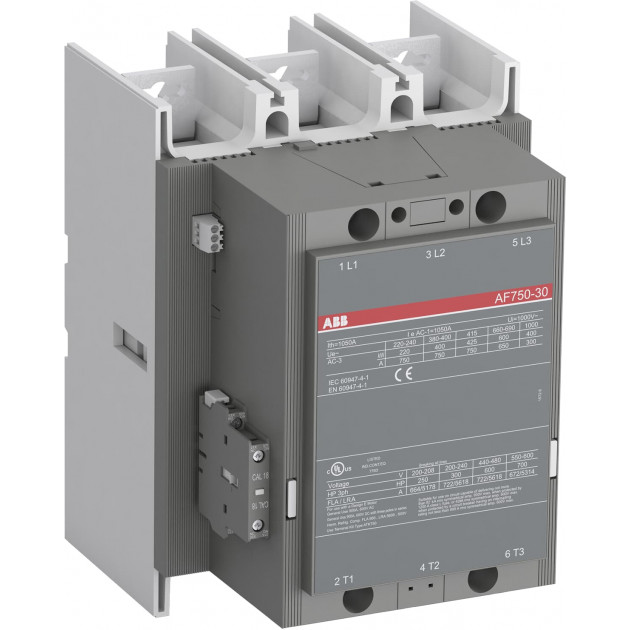 Контактор ABB AF750-30-11 100...250VAC/DC, 3NO 750A(1050A-AC1) 400kW, всп.контакт 1NO+1NC (4A-AC15)