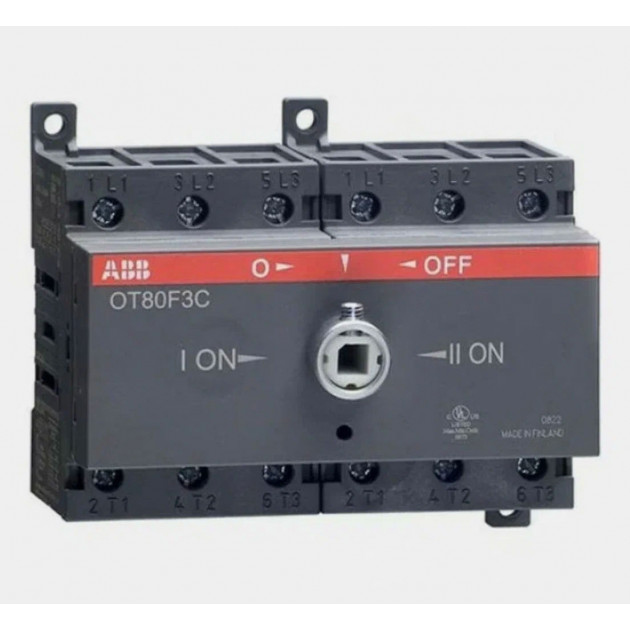 Выкл. нагрузки реверсивный ABB OT80F3C, 80A 3P 6M схема I-0-II без рукоятки