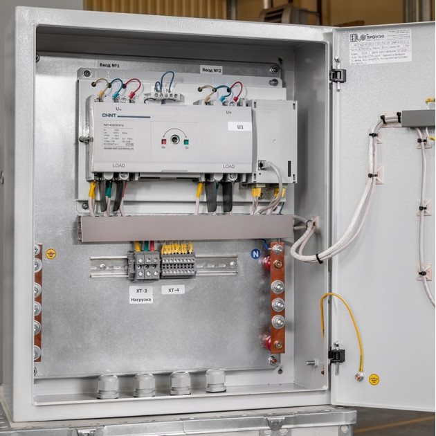 Шкаф АВР 630А, моноблок, 2 ввода, Dekraft