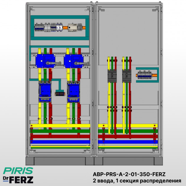Шкаф АВР на 2 ввода, на мотор-автоматах, 350А, FERZ, 1 секции распределения (2x63А, 3x63А)