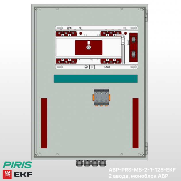 Шкаф АВР 125А, моноблок, 2 ввода, EKF