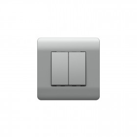 (NEW3-E) Переключатель 2-клавишный, 10А, серебряный