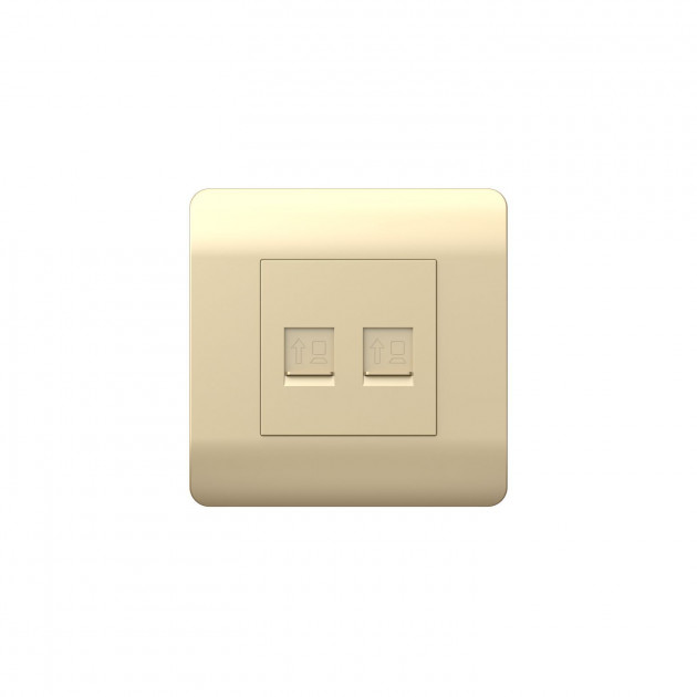 (NEW3-E) Розетка CHINT компьютерная 2хRJ45, шампань