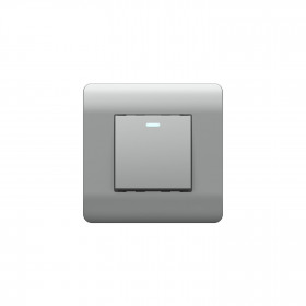 (NEW3-E) Переключатель перекрестный 1-клавишный с подсветкой, 10А, серебряный
