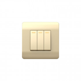 (NEW3-E) Переключатель 3-клавишный с подсветкой, 10А, шампань