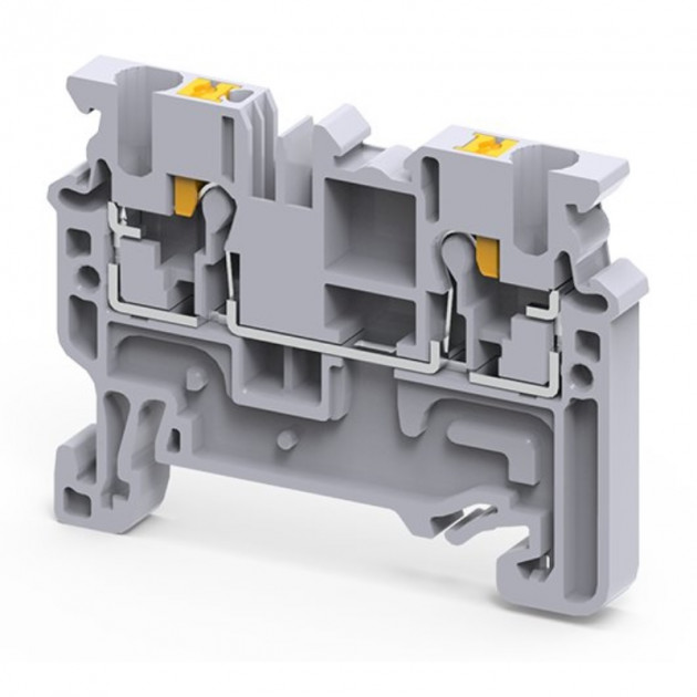 Клемма проходная ConnectWell CP2.5 /5x49,7mm, push-in, 2 присоед., 2,5(max 4)mm2, 24A, 1000V, серая