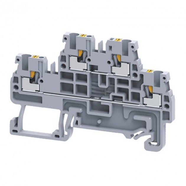 Клемма двухъярусная ConnectWell CPDL1.5 /3,5x67,2mm, push-in, 4 присоед., 1,5(max 2,5)mm2, 16A, 500V, серая