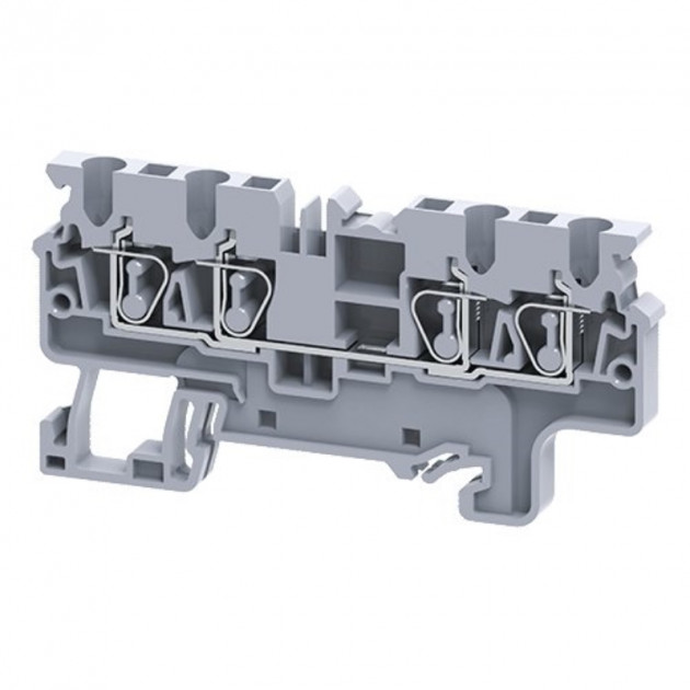 Клемма проходная ConnectWell CX2.5/4 /5x74,7mm, пружинная, 4 присоед., 2,5(max 4)mm2, 24A, 1000V, серая