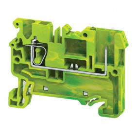 Клемма защитного проводника CXG2.5/1B /5x50mm, пружинная, штекерный отвод, 2 присоед., 2,5(max 4)mm2, желто-зеленая