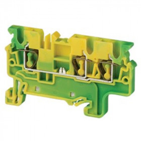 Клемма защитного проводника CXG2.5/3 /5x62,5mm, пружинная, 3 присоед., 2,5(max 4)mm2, желто-зеленая