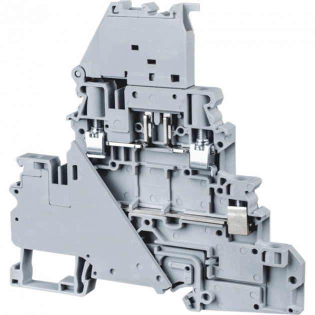 Клемма двухъярусная с держателем предохранителя ConnectWell CYDLF4 /6x94,5mm, винтовая, 4 присоед., 4(max 6)mm2, 10/32A, 500V, серая