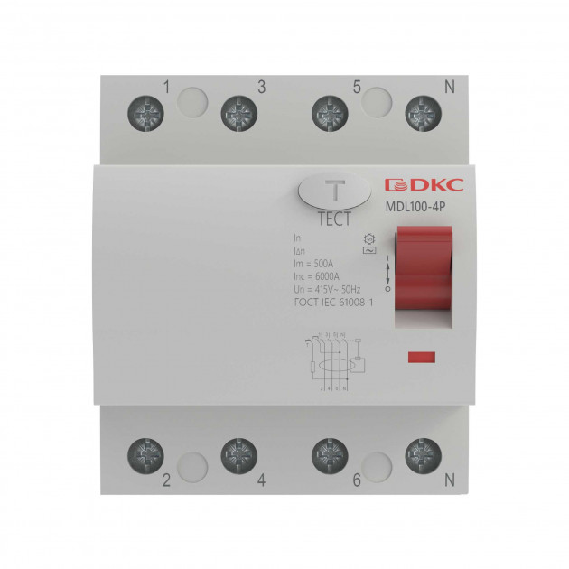 Устройство защитного отключения DKC УЗО ВДТ YON MAX MDL100, 4P, 30mA, 80A, тип АC