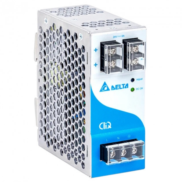 Блок питания импульсный Delta CliQ, 120W, 5А, 85_264VAC (120_375VDC) / 24VDC, DIN35, винт.клеммы, ал.корпус