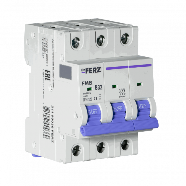 FMB-B 6kA 3P 32 х-ка B Автоматический выключатель FERZ