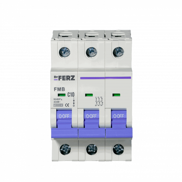 Авт. выкл. FMB-C 3P 10А 10кА хар-ка C FERZ