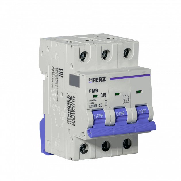 Авт. выкл. FMB-C 3P 10А 10кА хар-ка C FERZ