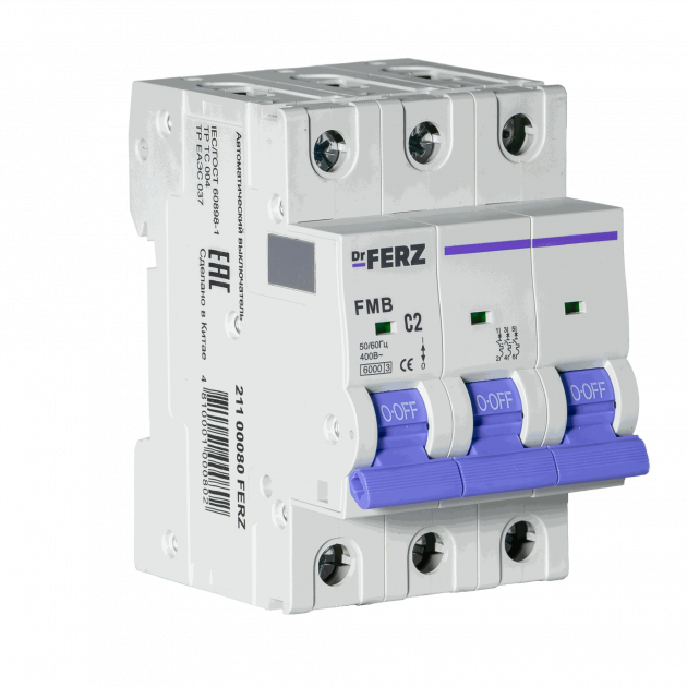 Авт. выкл. FMB-C 3P 2А 6кА хар-ка C FERZ