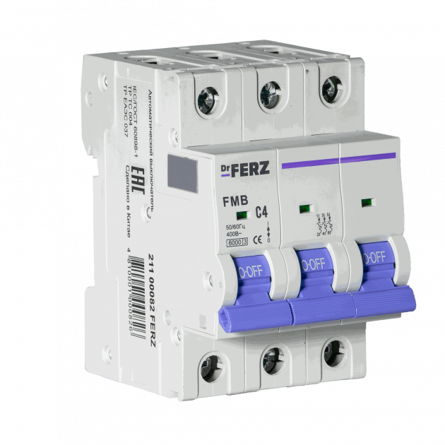 Авт. выкл. FMB-C 3P 4А 6кА хар-ка C FERZ