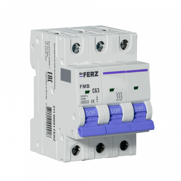 FMB-C 6kA 3P 63 х-ка C Автоматический выключатель FERZ