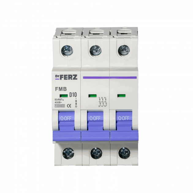 Авт. выкл. FMB-D 3P 10А 10кА хар-ка D FERZ