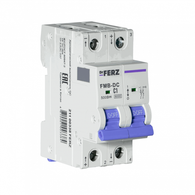 Авт. выкл. FMB-DC 2P 1А 6кА хар-ка C, DC500В FERZ