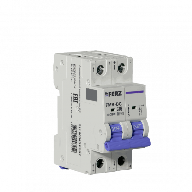Авт. выкл. FMB-DC 2P 16А 6кА хар-ка C, DC500В FERZ