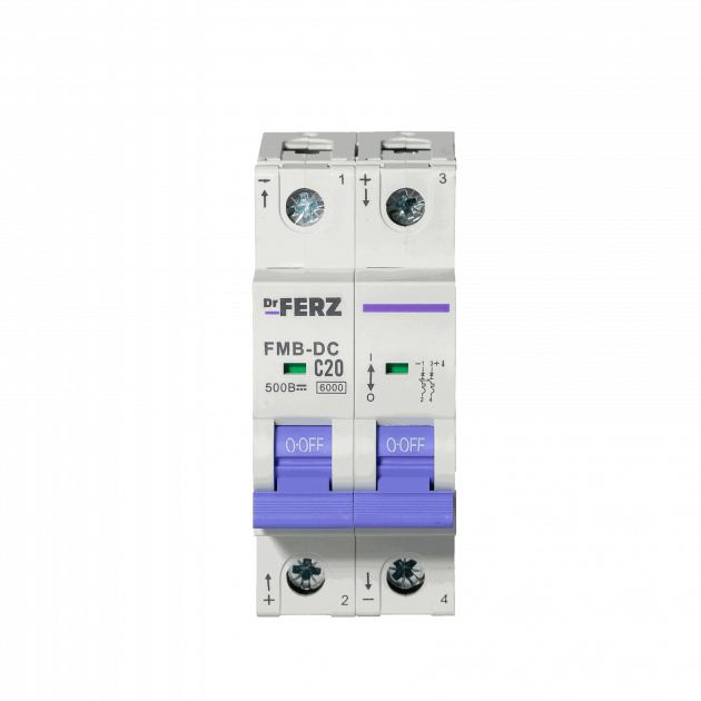 Авт. выкл. FMB-DC 2P 20А 6кА хар-ка C, DC500В FERZ