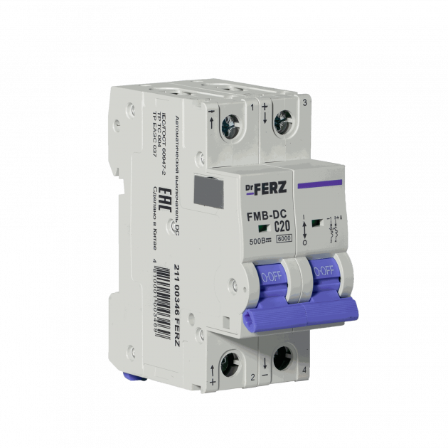 Авт. выкл. FMB-DC 2P 20А 6кА хар-ка C, DC500В FERZ