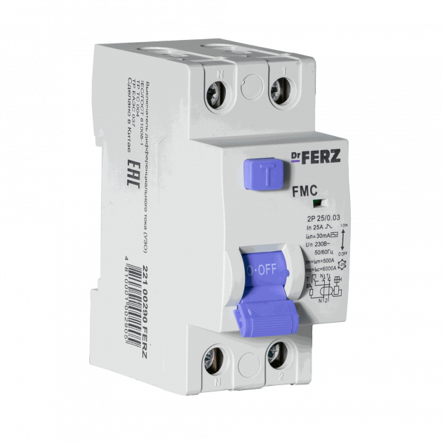 FMC-1P+N 25A 30mA 6kA тип AC, 2M УЗО FERZ