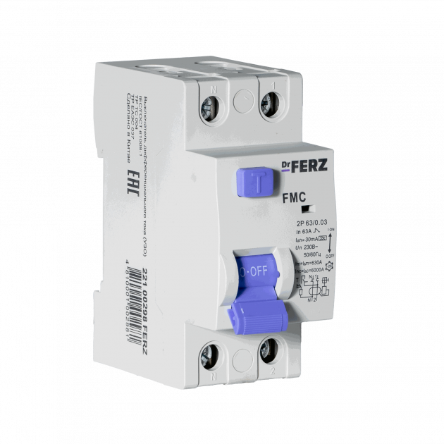 FMC-1P+N 63A 30mA 6kA тип A, 2M УЗО FERZ