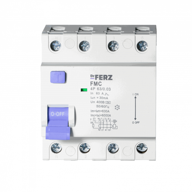 FMC-3P+N 63A 30mA 6kA тип A, 4M УЗО FERZ