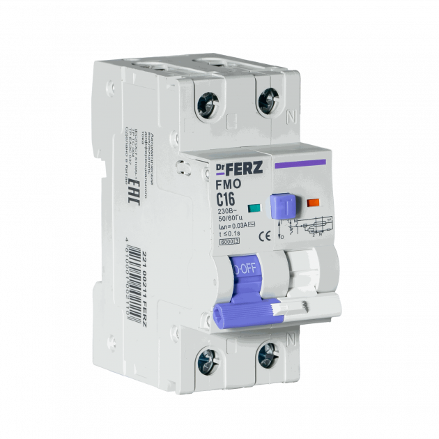 FMO-EL-1P+N 16A 30mA 6kA тип AC, х-ка C, 2M Диф. автомат FERZ