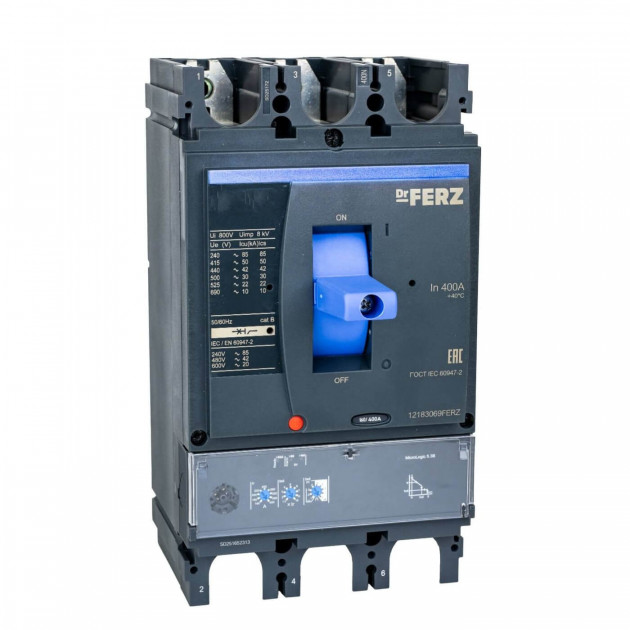 Авт. выкл. FERZ CNSX-N-400-ML5.2/3P 400А 50кА с электрон. расцепителем, LCD