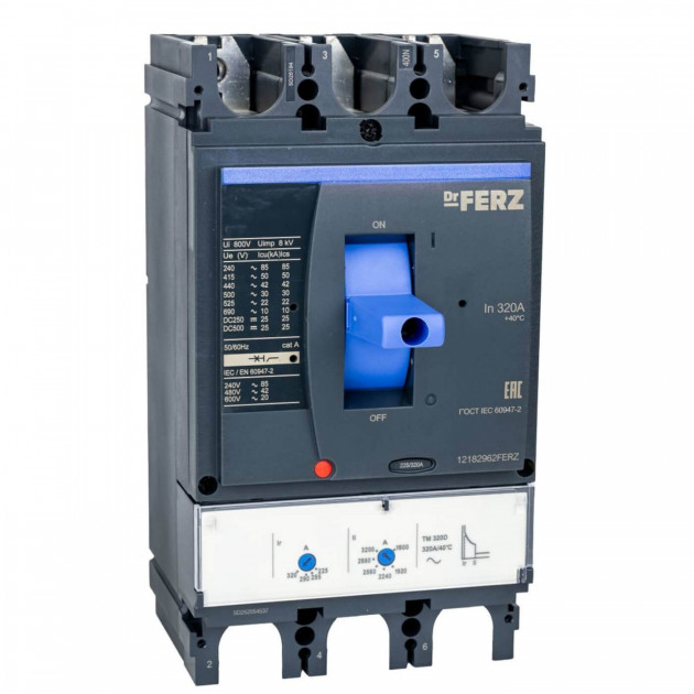 Авт. выкл. FERZ CNSX-N-400-TM-D 320А 50кА с рег. термомаг. расцепителем