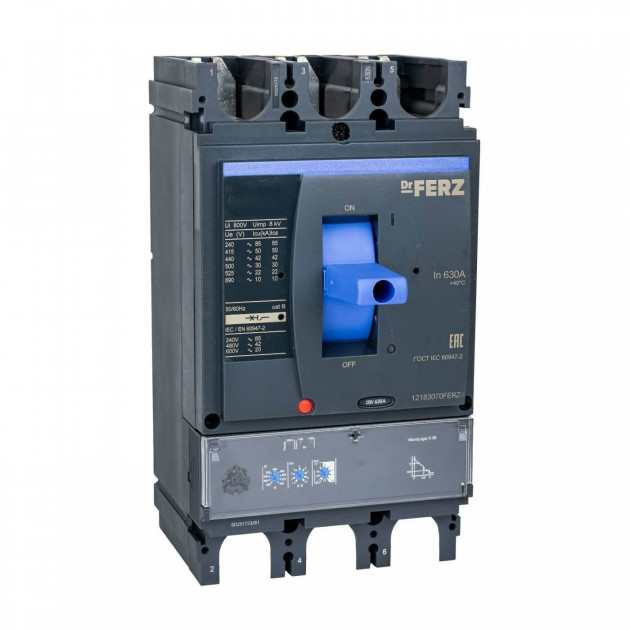 Авт. выкл. FERZ CNSX-N-630-ML5.2/3P 630А 50кА с электрон. расцепителем, LCD