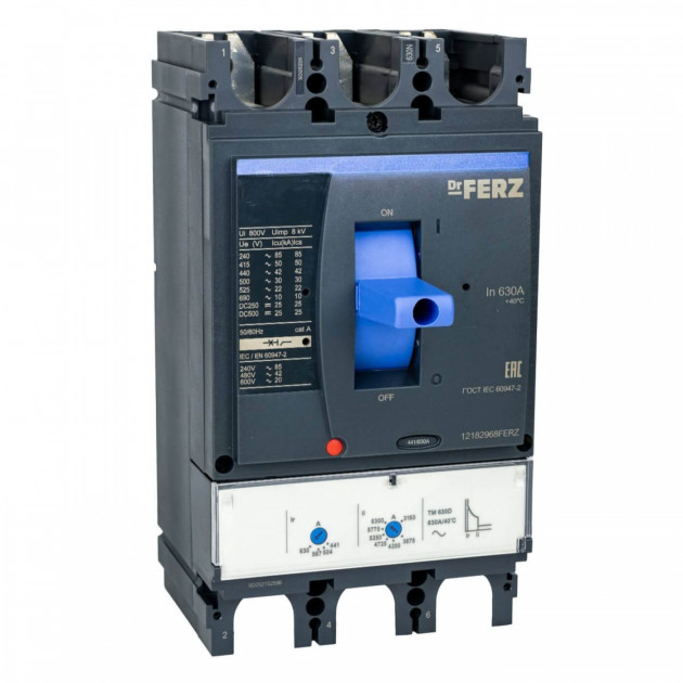 Авт. выкл. FERZ CNSX-N-630-TM-D 630А 50кА с рег. термомаг. расцепителем