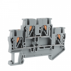 FJT-202-2,5G/2=2 Клемма серая проходная двухъярусная, пружинные зажимы, 24A