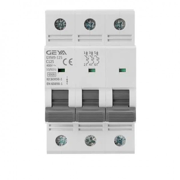 Автоматический выключатель GYM9-125-3P-100C, 3P, 100A, хар-ка C, 6kA, 3M
