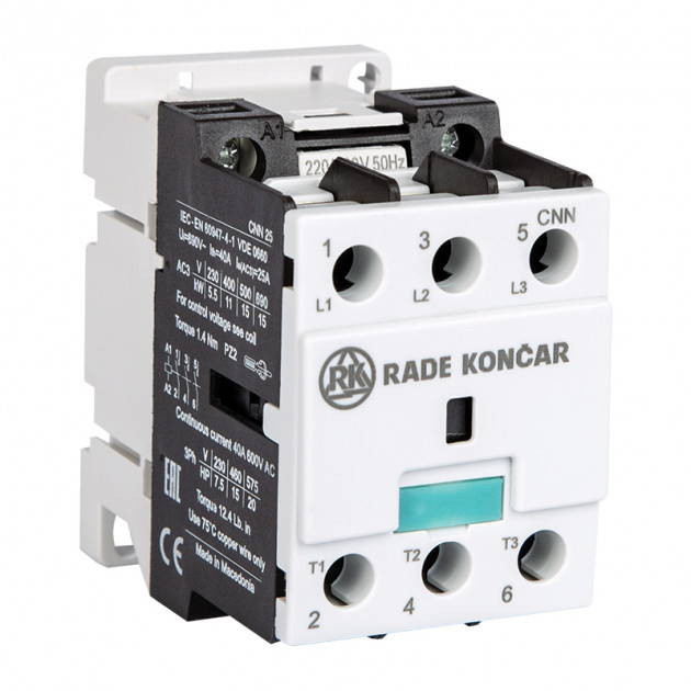 Контактор CNN 30 00 220/230V 50Hz, 3P, 30A/(40A по AC-1), 15kW(400VAC), 220/230VAC