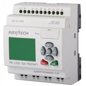 Программируемый логический контроллер Rievtech PR-12DC-DA-TN, 12_24VDC, 8DI(4AI), 4TO, RTC, RS232, ЖКИ, нерасширяемый