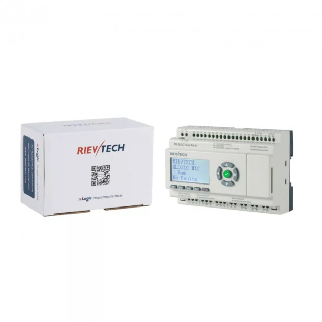 Программируемый логический контроллер Rievtech PR-26DC-DAI-RA-N, 12_24VDC, 16DI(12AI), 2AO, 8RO, RTC, SD, RS485, Ethernet, ЖКИ