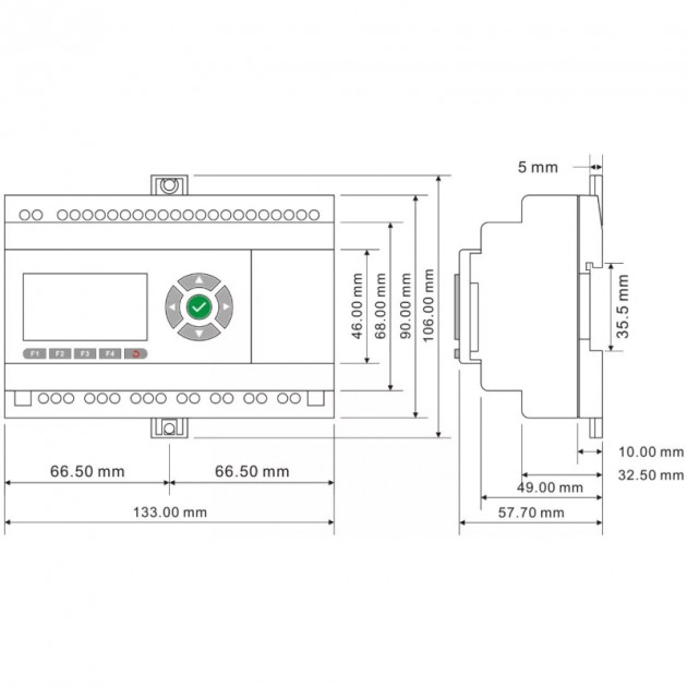 Программируемый логический контроллер Rievtech PR-26DC-DAI-RA-N, 12_24VDC, 16DI(12AI), 2AO, 8RO, RTC, SD, RS485, Ethernet, ЖКИ