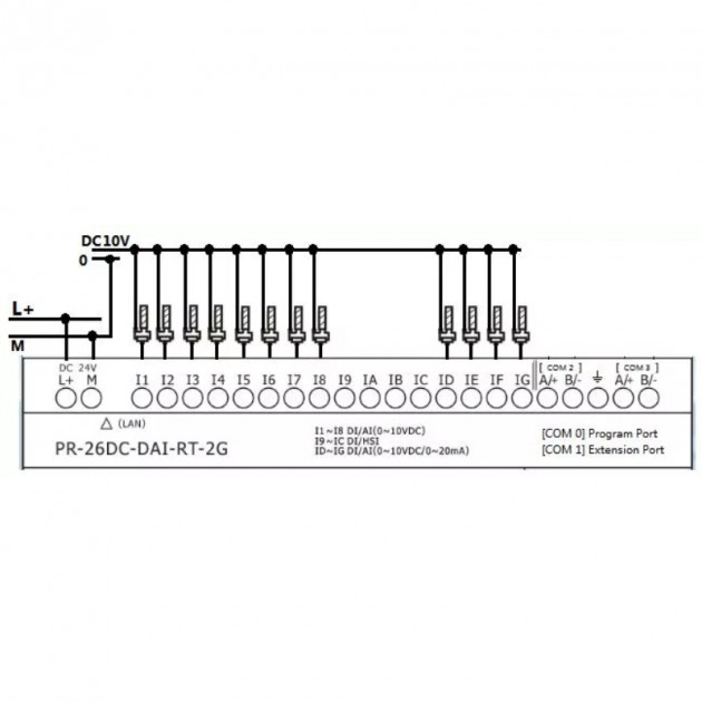 Программируемый логический контроллер Rievtech PR-26DC-DAI-RT-2G, 12_24VDC, 16DI(12AI), 2TO, 8RO, RTC, SD, RS485, Ethernet, 2G/GSM, ЖКИ