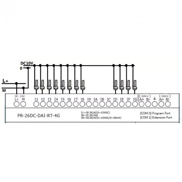 Программируемый логический контроллер Rievtech PR-26DC-DAI-RT-4G, 12_24VDC, 16DI(12AI), 2TO, 8RO, RTC, SD, RS485, Ethernet, 2G/4G/GSM, ЖКИ