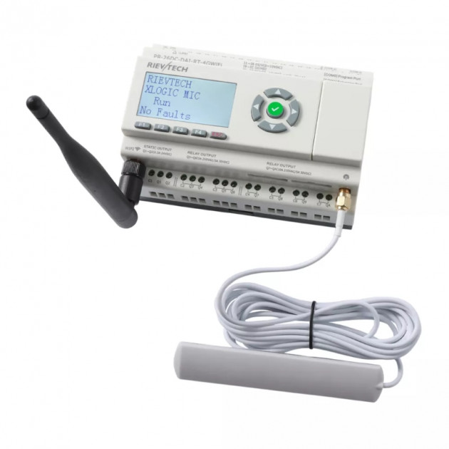 Программируемый логический контроллер Rievtech PR-26DC-DAI-RT-4GWIFI, 12_24VDC, 16DI(12AI), 2TO, 8RO, RTC, SD, RS485, Ethernet, 2G/4G/GSM, Wi-Fi, ЖКИ