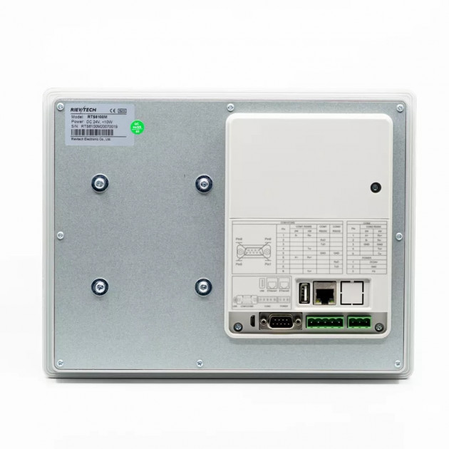 Панель управления Rievtech, TFT 10.1", 1024x600, CPU Cortex-A8 600 МHz, ROM 128MB, RAM 128MB, 3xCOM RS232/485/422, Ethernet, USB Type-C, RTC, SD