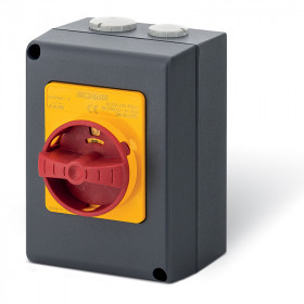 Выключатель нагрузки аварийный SCAME 3P, 32A (25A AC3), 690VAC, габ. Y1, красная блок. рукоятка, в алюминиевом корпусе IP66, ISOLATORS