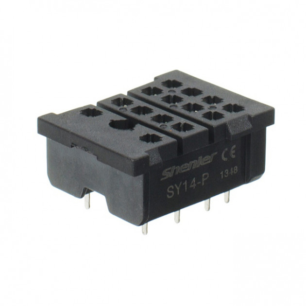 Цоколь Shenler SY14-P, 6A(300V), для печатных плат, черный, для RKE4, RKF4, R4N, MY4, 55.34, KMY4, PT4, RCM5